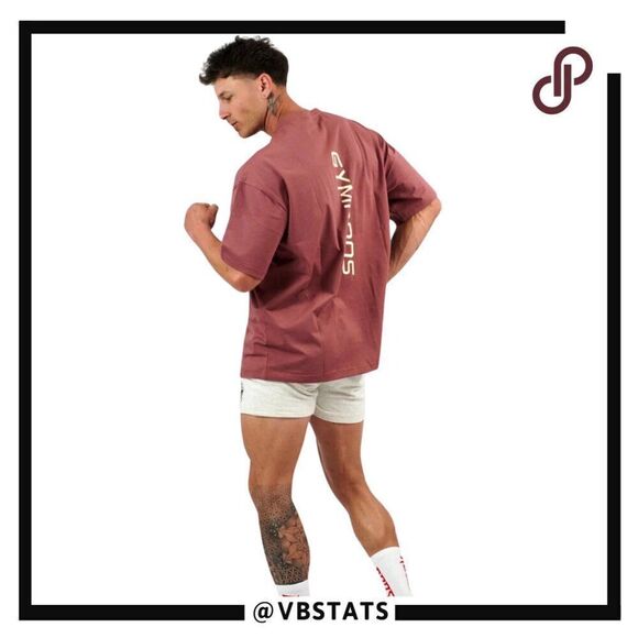 Gymroos Erupt Oversized Tee - Burgundy in Size Small - Picture 3 of 12